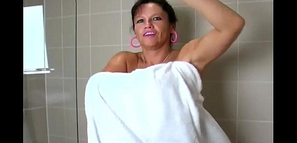  Big tit British hairy MILF Kimberly plays with her self in the bathtub